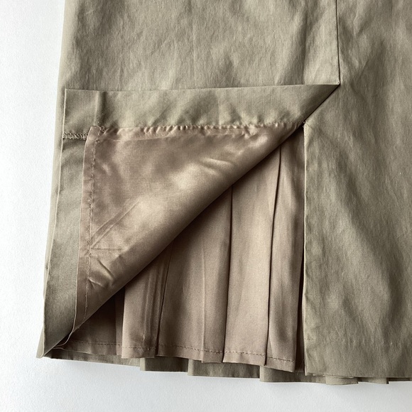 Y2K Reiss skirt 8 utility pleat pencil vintage khaki green tie cotton-spandex - Picture 2 of 16